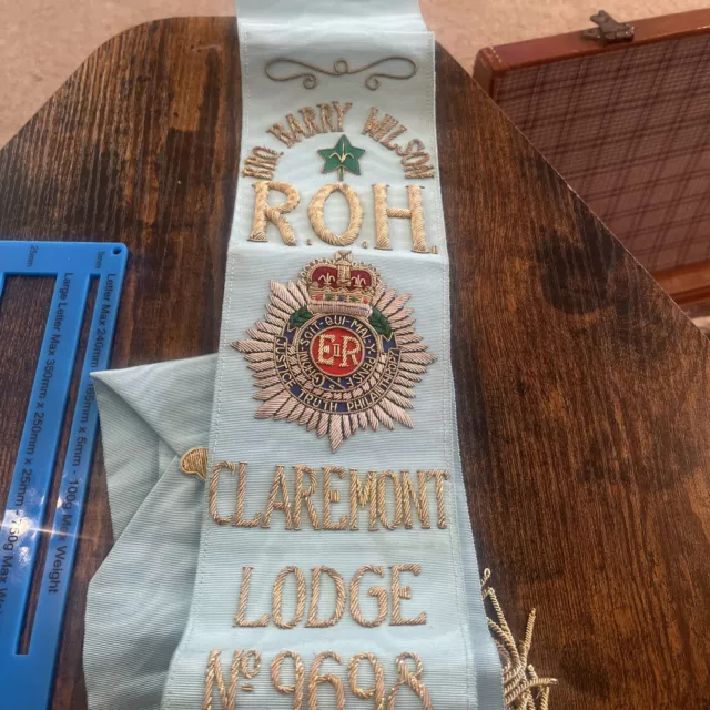 Roll Of Honour Claremont Lodge Southport RAOB Embroided Sash Mason Crest Regalia