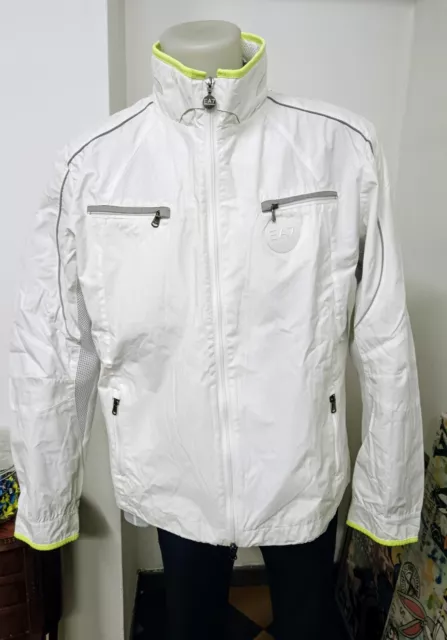 ARMANI EA7 Emporio Armani GIACCHINO GIUBBINO KWAY COTONE E NYLON BIANCO E GIALLO