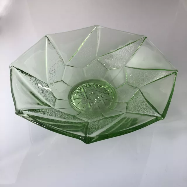 Sowerby Art Deco Green Glass Bowl 248mm wide Good Condition