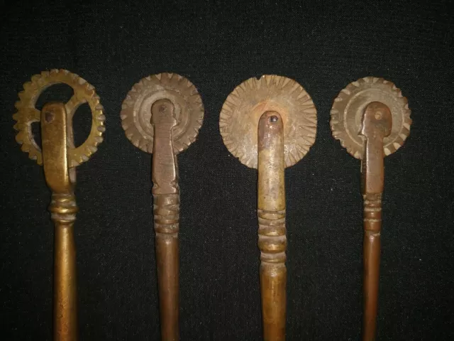 Antique Indian Ethnic Brass Handcrafted Pastry Spoon Cutter Set Collectible #5