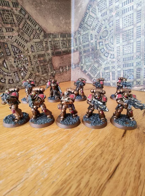 Painted Warhammer 40K Space Marines Primaris Intercessor Squad. Minotaurs