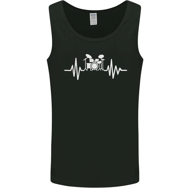 Drum Kit Pulse ECG Drum Drummer Drumming Mens Vest Tank Top