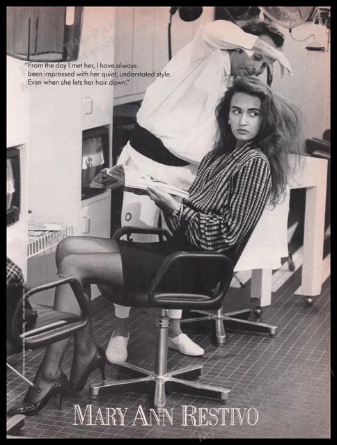 Mary Ann Restivo Clothing 1980s Print Advertisement Ad 1987 Legs Model Salon