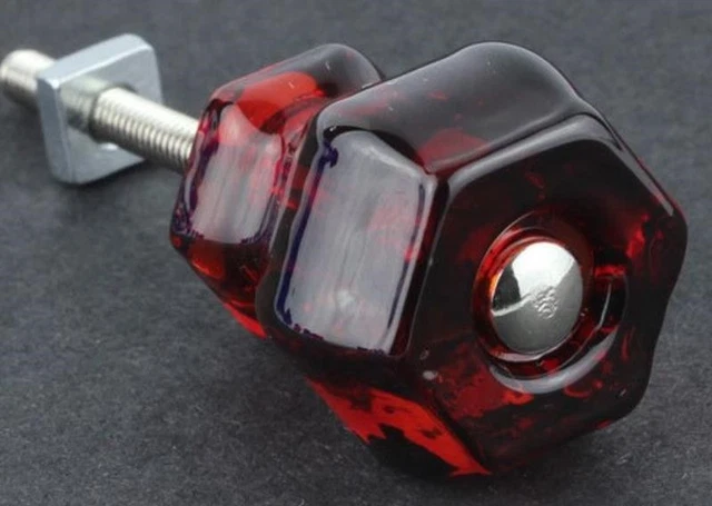 RUBY RED Depression Glass Cabinet Knobs Vintage Style  Restoration SET OF 12