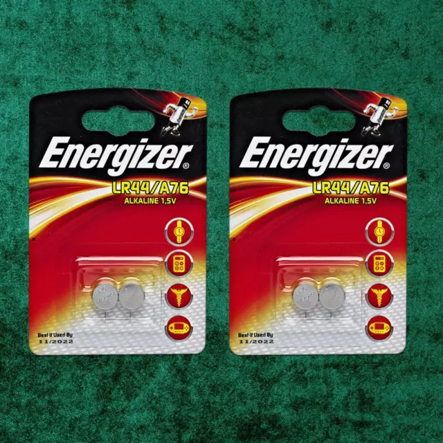 4 x Energizer LR44 1.5V Alkaline Button Cell Batteries LR 44 A76 AG13 357 PX76A