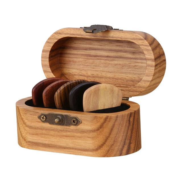 Boîte Rangement Médiators Guitare En Bois - Présentoir 4 Pics Élégant
