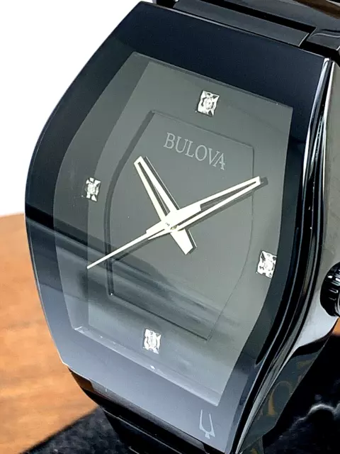 MEN S BULOVA DIAMOND Accent Stainless Steel Wrist Watch C860466