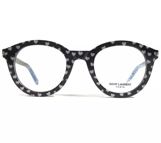 Saint Laurent Eyeglasses Frames SL 105 005 Black Silver Glitter Hearts 48-24-140