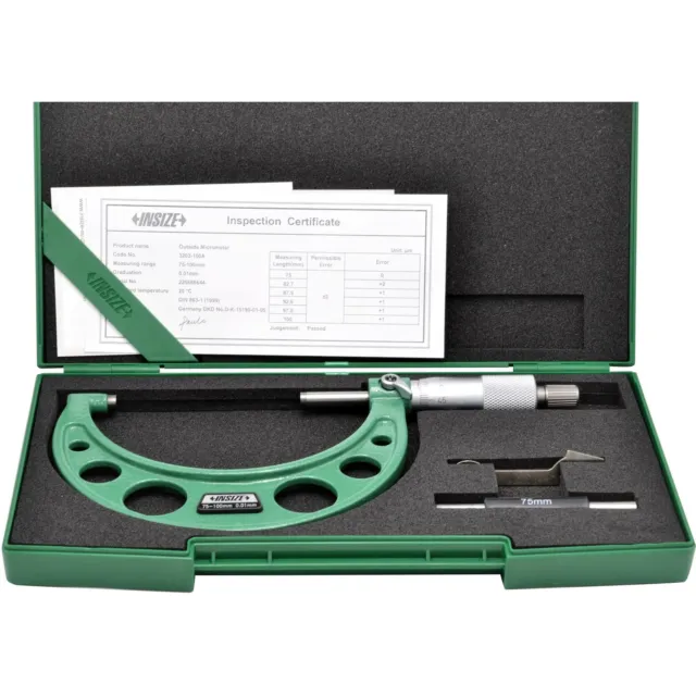 Insize Metric Outside Micrometer 75 - 100mm Range Series 3203-100A