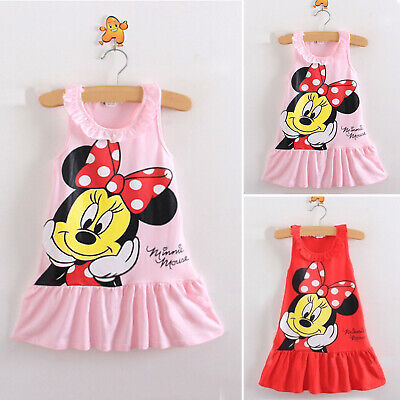 Toddler Girls Summer Minnie Mouse Dress Kids Cartoon Tops Sleeveless Dress PJ