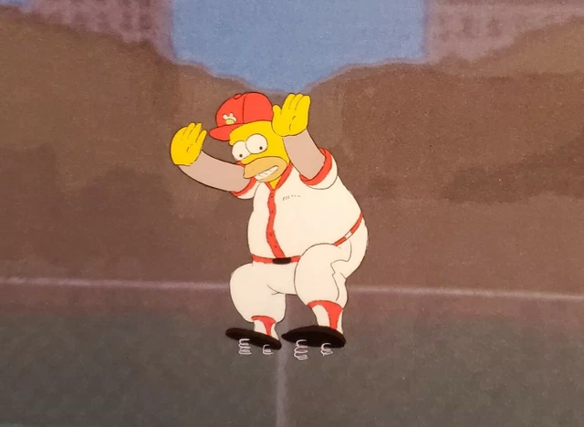 BASEBALL THE SIMPSONS Original Production Cel Cell Animation Art Homer ...