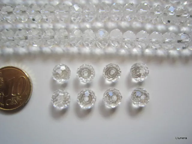 Perlas cristal facetado 8 x 6 mm X 24 UNIDADES transparente abalorios