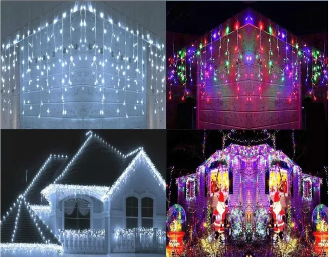 Xmas Led White Snowing Icicle Bright Party Wedding Christmas Outdoor Lights