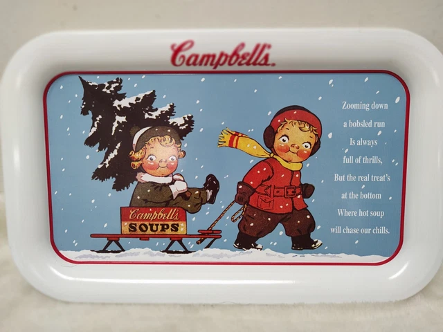 VINTAGE 1993 CAMPBELLS CAMPBELL SOUP KIDS SLEDDING  & SNOW TRAY 14.25" x 8.75"