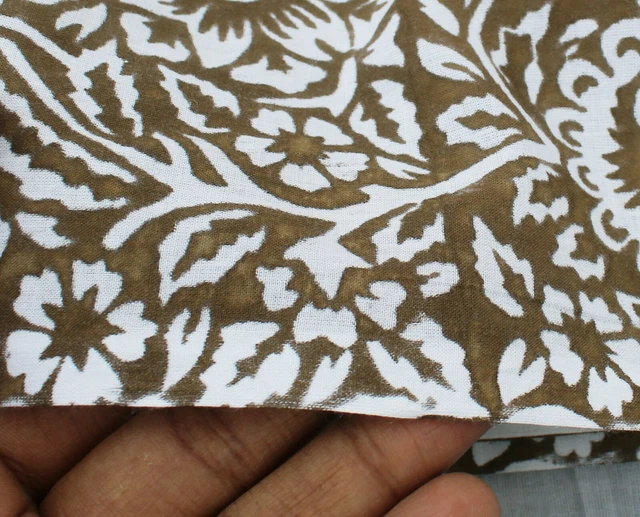 2.3m Indien Main Bloc Imprimé Floral Tissu Coton Couture Matériel Artisanat