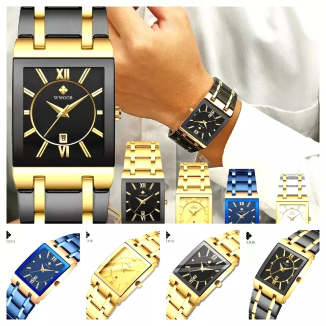 Mens Watch Luxury Quartz Waterproof Calendar Stainless Steel Designer Wristwatch