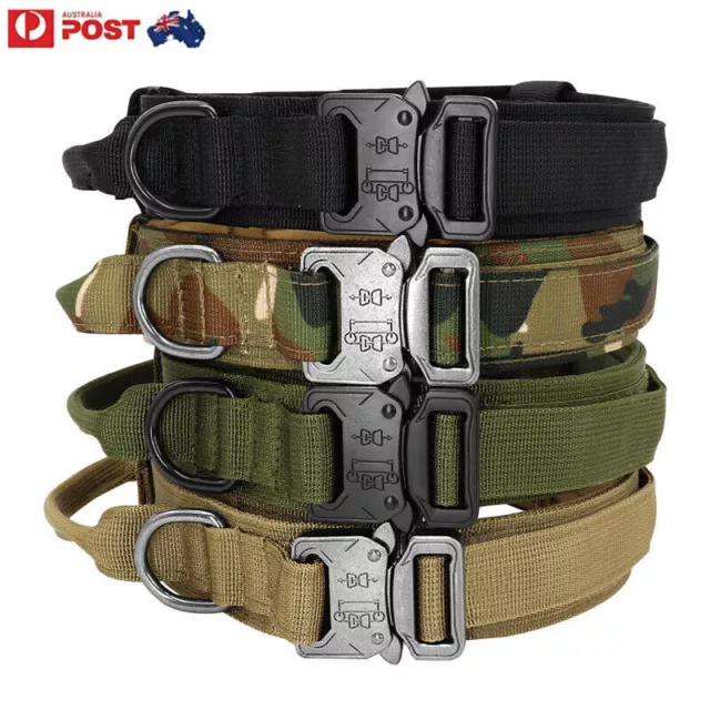 Durable Tactical Adjustable Nylon Military Dog Collars For Medium Large Dogs AU