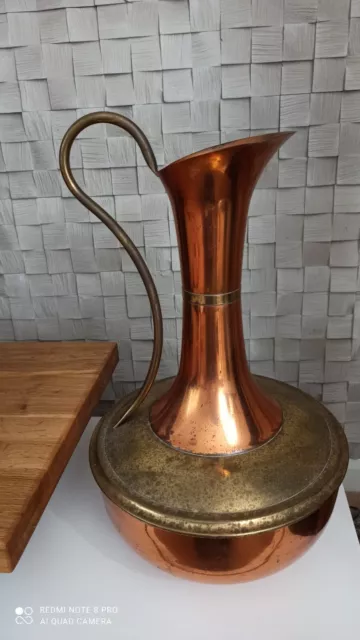 Large brass and copper jug vase, 46cm