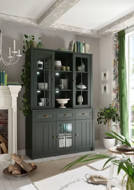 Ascot Buffet armadio buffet armadio vetrina 130 cm verde casa di campagna
