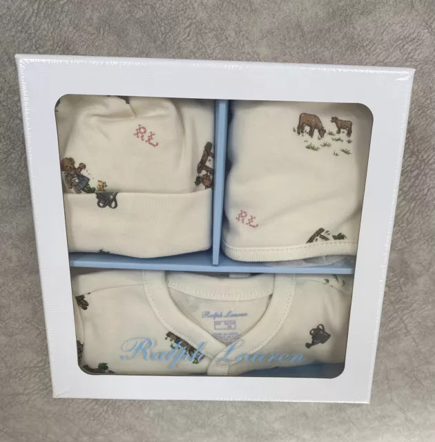 RALPH LAUREN. Baby Girl 6M. Classics Polo Bear Set Of 3. New&Gift Boxed. Genuine