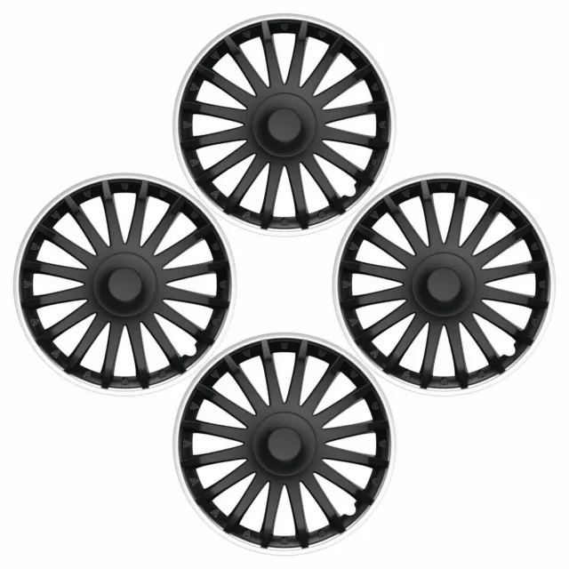 Wheel Trims 14" Hub Caps Crystal SO Covers Set of 4 Black Specific Fit R14
