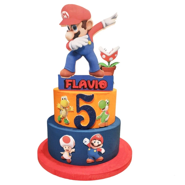 Décoration Gâteau Comestible Super Mario - Disque Azyme 20cm, Multicolore