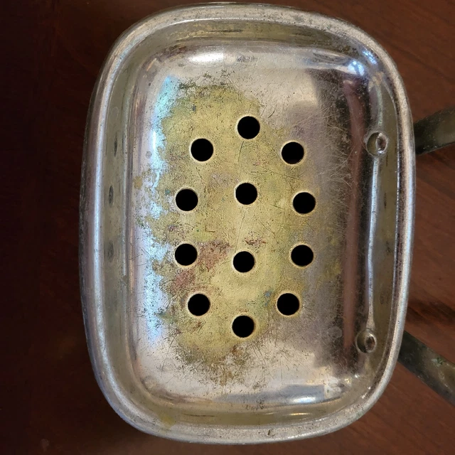 Antique Vintage Deco Chrome Brass Metal Tub Slip Hanging Soap Dish Bowl Fixture 2