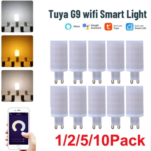 1-10x Tuya G9 WiFi RGB Smart LED Glühbirne für Android Alexa Google Home