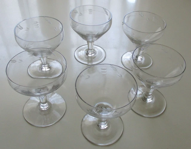 6 Verres à Vin Et Champagne Anciens Baccarat Richelieu - Modèle Vintage - Occasion