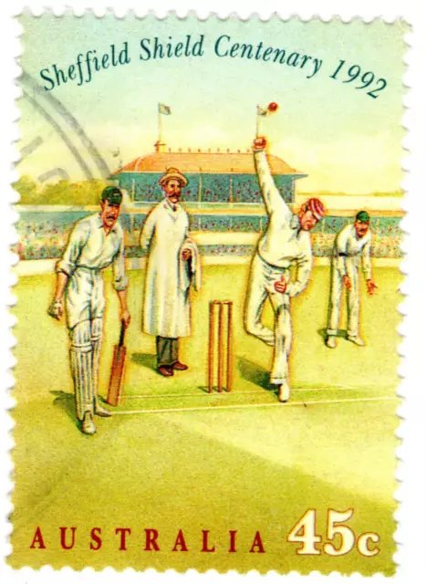 1992 AUSTRALIA Centenary of Sheffield Shield CRICKET 45c bowler used stamp