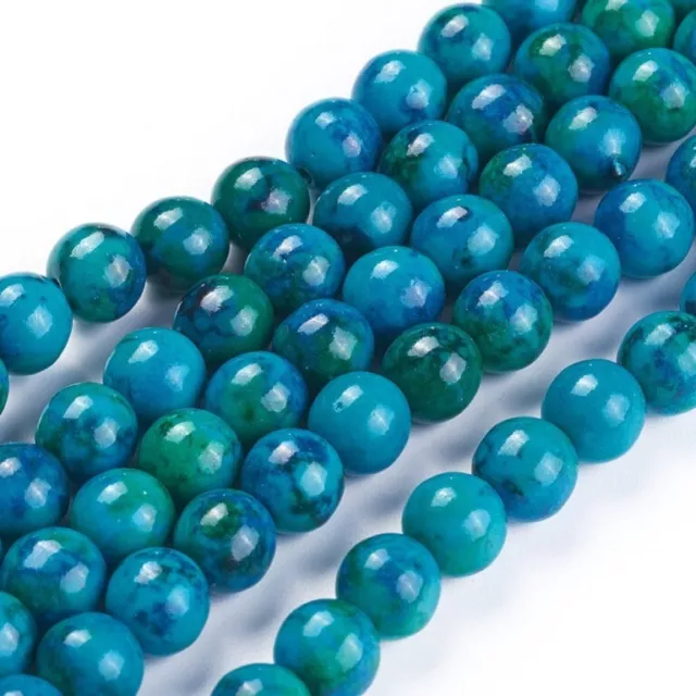1 strand 8mm Natural Chrysocolla round beads 33 piece aqua blue green free post 2