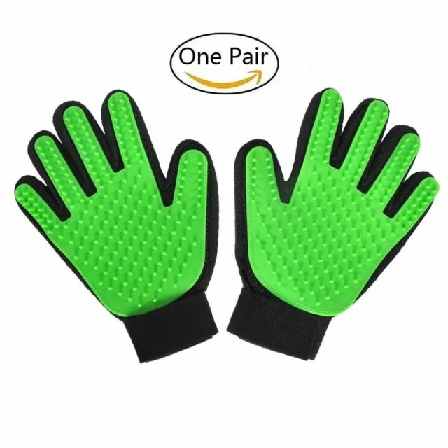 Grooming Gloves Fur Hair Removal Mitt Brush For Dogs Cats Horses Green or Blue