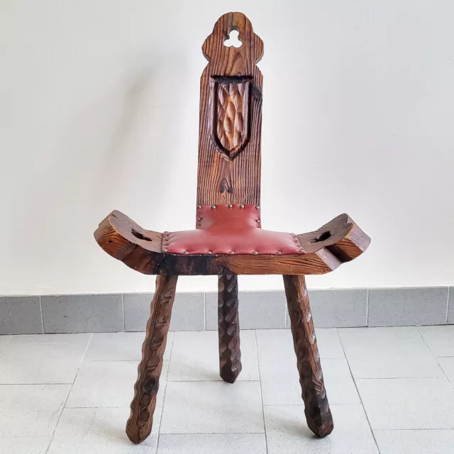 Taburete À Respaldo Altura O Pequeña Silla Vintage Escultura 1970 Español 70S