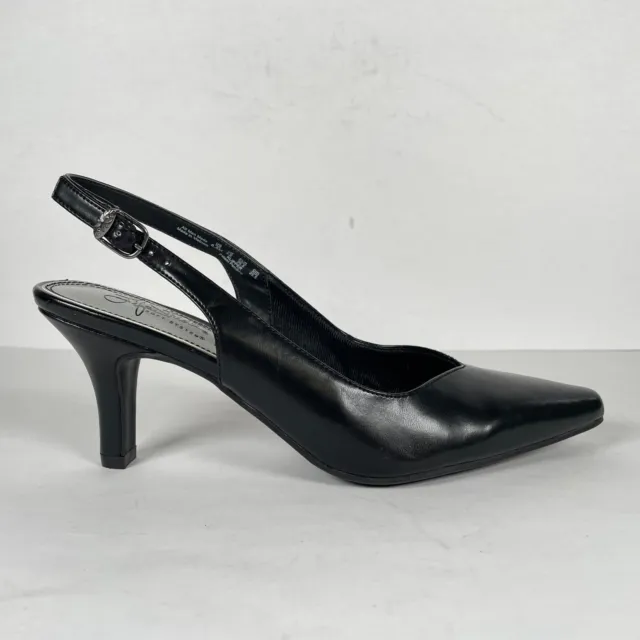 LifeStride Klipper Womens Size 8.5 M Pumps Slingback Black Faux Leather Shoes