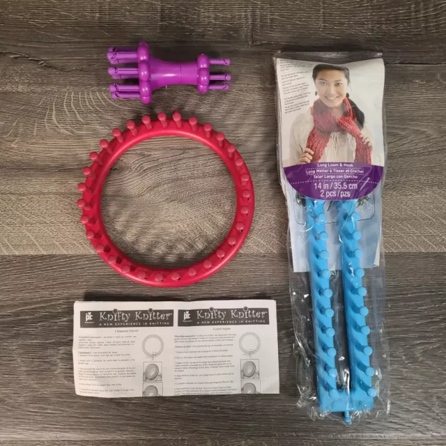 Juego de 3 anillos bufanda de punto de cuchillo telares instrucciones