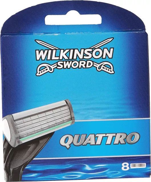 Wilkinson Sword Quattro Razor Blade Refills Pack Of 8 With Aloe Strip Free Post