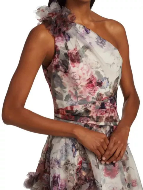 MARCHESA NOTTE Floral One-Shoulder Dress, Asymmetric neckline Size 14, $795 NWT 3