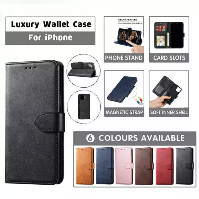 Flip Leather Wallet Case Card Cover For iPhone 14 13 12 11 Pro Max Plus Xs Xr X