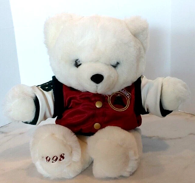 VTG KMART~1998~HOLIDAY BEAR ~Team Santa Letter Jacket~White