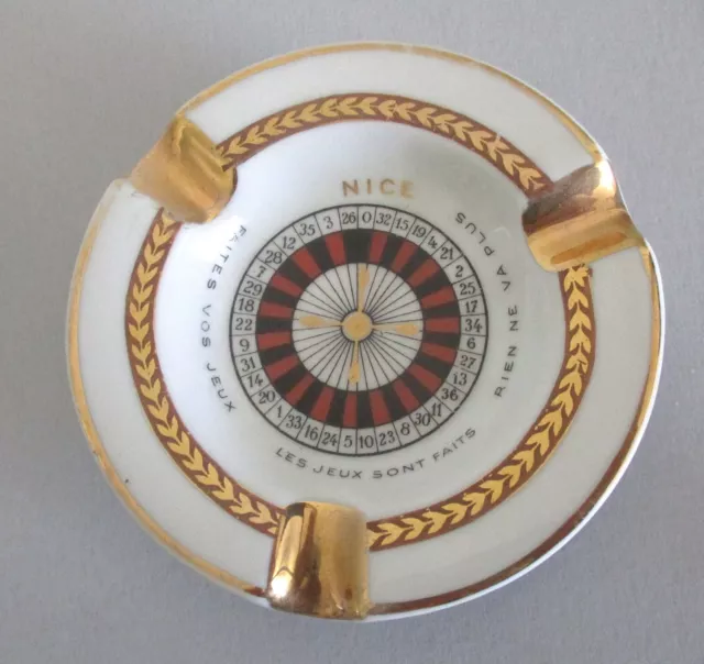 Vintage Nice Casino Roulette Wheel Ashtray, Limoges Porcelain, France