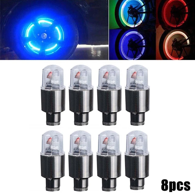 Sleek LED Wheels Tire Air Valve Cap Lights for Car Motor Bike Set of 8