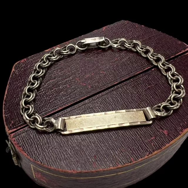 Antico Deco Vintage Argento Sterling Pannello Ciondolo Estate Bracciale 9.2g