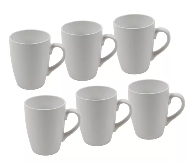 Porzellan Kaffeetasse 340 ml weiß matt - 6er Set - Kaffee Becher Tee Tasse Mug