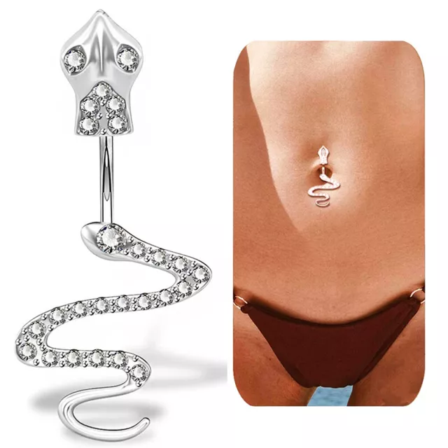 Anillo con ombligo de acero inoxidable quirúrgico cristal barriga Ri'JQ