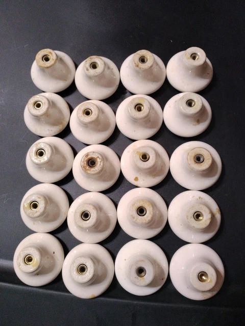 Vintage 20 White Porcelain Cabinet Drawer Door Knobs Pulls Salvage Repurpose