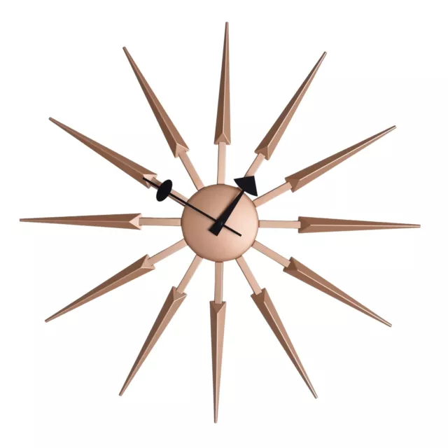 Large Gold Sunburst Style Wall Clock Contemporary 62cm