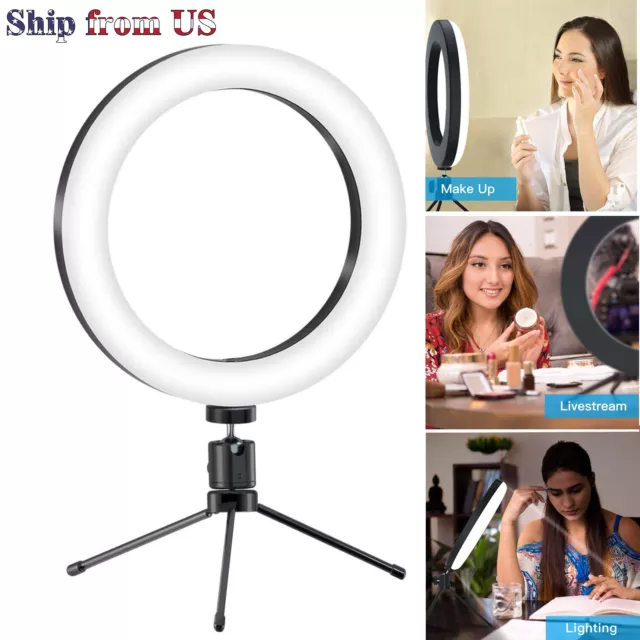 Mini anillo portátil LED de 6" con trípode para transmisión de video maquillaje en vivo selfie USB