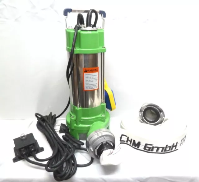 CHM GmbH Schmutzwasserpumpe Fäkalienpumpe 750 Watt mit C-Schlauch 30m 18.000 L/h