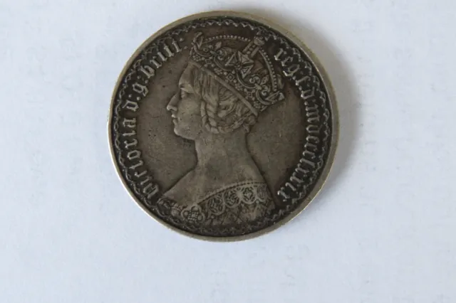 1829, Great Britian, Queen Victoria. Silver Gothic Florin (2 Shillings) Coin.