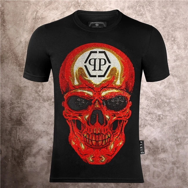 Tshirt Philipp Plein Maglietta Philip Teschio Strass Skull T Shirt Polo Maglia